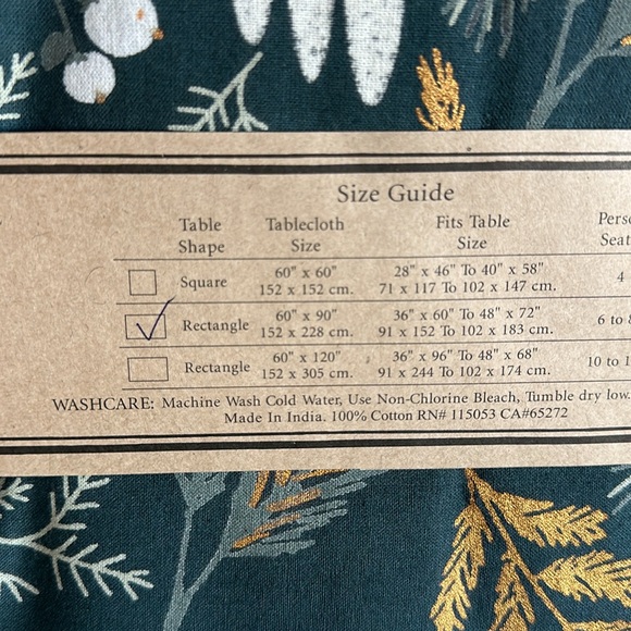 Mahogany Joy Printed Tablecloth Rectangle 60”x90” Green Ivory Gold NEW - Picture 5 of 7